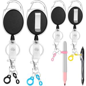 4 Pack Retractable Pencil Holder with 31.5" Dyneema Cord,Silicone Pen Clip, Retractable Silicone Pencil cilp Ideal for Carpenters,Nurses, Mechanics, Architects, Office Workers (C)