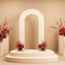 Hahafelt 8 feet Open Arch Backdrop Cover Beige Spandex Fitted Round Top Wedding Arches U-Shaped Fabric Arch Covers for Outdoor or Indoor Party Reception Home Photography Decorations