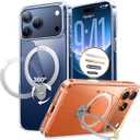 TORRAS 360 Magnetic Stand for iPhone 17 Pro Max Case, Fit for MagSafe, NonYellowing Clear Case for iPhone 17 Pro Max Phone Case with Kickstand & Camera Control, Hard PC Protection, Q3 Spin