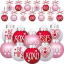 12 Pcs Valentines Day Ball Ornaments - 2.36 Inch Red Pink White Valentines Day Letter Hanging Decorations Buffalo Plaid Balls Ornaments for Tree Valentine's Day Party Supplies Decorations