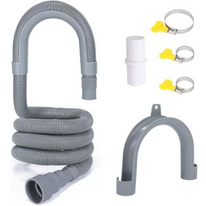 PinkCross Universal Washing Machine Drain Hose Extension, Flexible Washer & Dishwasher Hose, Portable Sink & Dehumidifier Pipe, Corrugated Plastic Hose with Clamp (6.5ft)