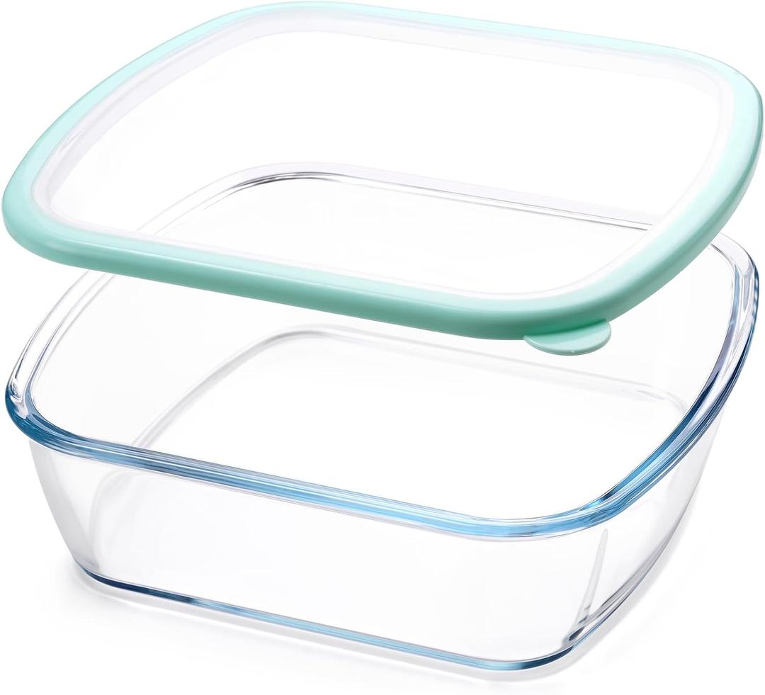NUTRIUPS 9 x 9 Glass Baking Dish with Lid, 9 x 9 Baking Pan, 2.75QT LARGE and DEEP Baking Dish for Oven (Green, 2.6L) NUTRIUPS 9 x 9 Glass Baking Dish with Lid, 9 x 9 Baking Pan, 2.75QT LARGE and DEEP Baking Dish for Oven (Green, 2.6L)
