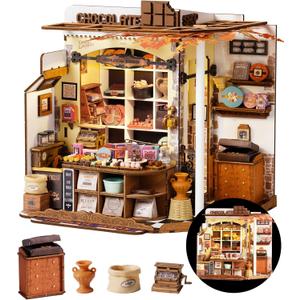 Rolife DIY Miniature House Kit Henry's Chocolate Shop, Tiny House Book Nook for Bookshelf Decor, 3D Puzzles Model Building Kits for Teens, Birthday Gifts/Craft Kits for Girls Boys (Henry's Chocolate)