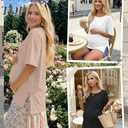 Baggyfly 4 Pack Womens Maternity Shirts Short Sleeve Split Side Cotton Pregnancy Tops Loose Crewneck Soft Maternity Clothes(Khaki, White, Light Gray, Black,Small) (S)