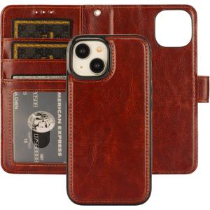 Bocasal Detachable Wallet Case for iPhone 15 RFID Blocking Card Slots Holder Premium PU Leather Magnetic Kickstand Shockproof Wrist Strap Removable Flip Protective Cover 5G 6.1 inch (Brown)