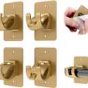 CIEMGNZOC 4PCS No Drill Curtain Rod Brackets, Gold Plastic, Self-Adhesive & Screw Mount, Holds Up To 20 Pounds, Suitable For Rods Up To 1.57 Inch Diameter
