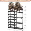 ROJASOP Shoe Rack Organizer, 8-Tier Metal Shoe Rack for Closet Entryway Garage, 26-32 Pairs Tall Shoe Boot Storage Shelf with 15 Hooks, Stackable Large Shoe Stand