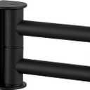 APLusee Swivel Towel Hook 2 Arms Matte Black, 304 Stainless Steel Bathroom Double Towel Holder, Folding Robe Hook Wall Mounted (1 Pack)