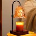 Candle Warmer Lamp, Dimmable Candle Lamp Warmer, Adjustable Height, Timer, Bedroom Living Room Home Decor Wax Melt Warmer for Scented Wax with 2 Bulbs, Black