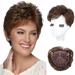 REECHO Hair Topper for Women  100% Japanese Revolutionary Fiber Short Toupee Wiglet Topper Hairpiece for Women with Thinning Hair Loss Lightweight Large Base  Chocolate Copper Brown