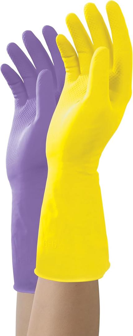 Mr. Clean Large Reusable Latex Gloves, 2 Color, 2 Pairs (Large (Pack of 4))