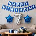 7th Birthday Party Decorations for Boys, Blue 7th Birthday Party Supplies, Birthday Banner Number 7 Star Foil Balloons Latex Confetti Balloons for Boys Him 7 Years Old Birthday