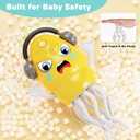 Dancing Squid Toy with Spray, Dancing Octopus Crawling Toys with Music and Lights, Electric Crawling Octopus Baby Toy, Tummy Time Squid Toys, Birthday Baby Gifts Christmas Stocking Stuffers (Yellow )
