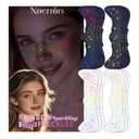 Noerrors 12pcs Rainbow Freckles Face Tattoo Sticker Glow under UV Light Blacklight in the Dark, Neon Fluorescent Glitter Colorful Fake Faux Freckle Temporary Patches Makeup for Party Supplies #01+02