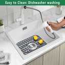 GUUKIN Sink Protectors for Kitchen sink, 13 5/8" x 11 5/8" Folding Non-slip Silicone Mat Grid for Bottom of Farmhouse Stainless Steel Porcelain Sink with 3 Reserved Holes