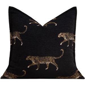 vctops Luxury Tiger Jacquard Throw Pillow Cover Soft Velvet Animal Pattern Decorative Cushion Cover Modern Square Accent Pillowcase for Couch Bedroom Living Room (Type B,20"x20")