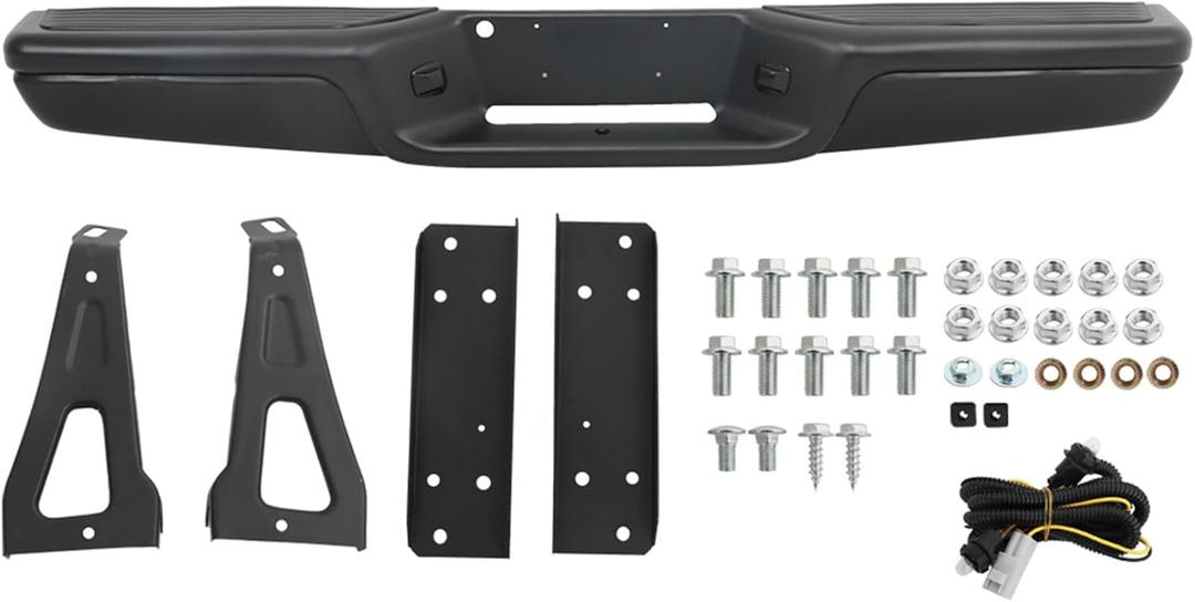 labwork Black Steel Rear Step Bumper Assembly Replacement for 1997-2004 Dakota Pickup CH1103104 with Mounting Bracket (Does Not Apply)