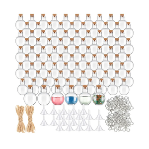 Bokon 25 Pack 1oz Plastic Mini Potion Bottles with Corks Spherical Small Sand Art jar Tiny Clear Ball Shape Liquor Bottles Bulk Wishing Vial for Birthday Halloween Party Favor DIY Crafts Gift