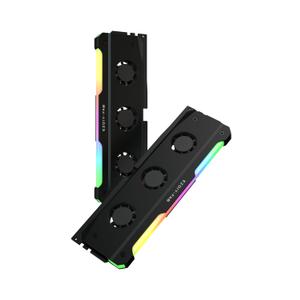 EZDIY-FAB RH02 ARGB RAM Cooler, Active Memory Cooling Module with Integrated Triple 20mm PWM Fans for DDR5 DDR4 Desktop RAM, Advanced Memory Cooling, 5V 3-Pin ARGB Lighting, 2 Pack - Black