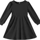 Toddler Girl Long Sleeve Dress Baby Ribbed Knit Sweater Dresses A Line Fall Winter Kids Clothes Casual (18-24 Months)