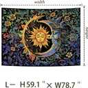 Sun and Moon Tapestry Psychedelic Mystic Floral Tapestry Hippie Boho Flower Plants Wall Tapestries Vintage Aesthetic Tapestries Wall Hanging for Bedroom (78.7"L x 59.1"W)