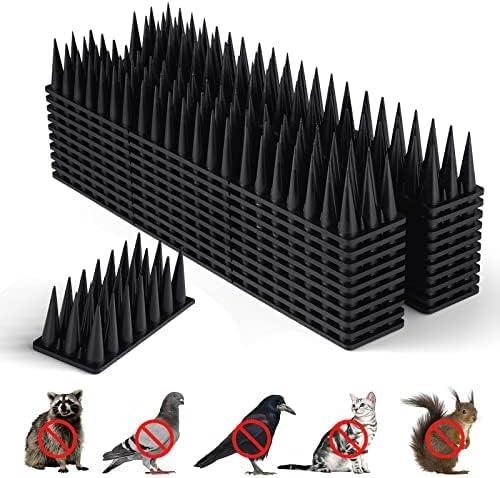 Bird Spikes, 20 Pack Pigeon Deterrent for Small Birds Raccoon Cats Defender for Outside to Keep Squirrel Away, Plastic Fence Spike for Railing and Roof-Black