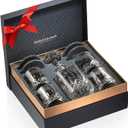 Mixology & Craft Whiskey Decanter Set - Crystal Bourbon, Scotch, Cognac Glasses (10oz)