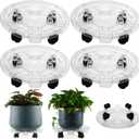 4 Packs 16 Inches Extra-large Clear Plant Caddy Plant Saucers on Wheels Rolling Plant Stands Heavy-duty Plant Dolly Plastic Planter Roller Base Pot Movers Outdoor Plant Tray Coaster