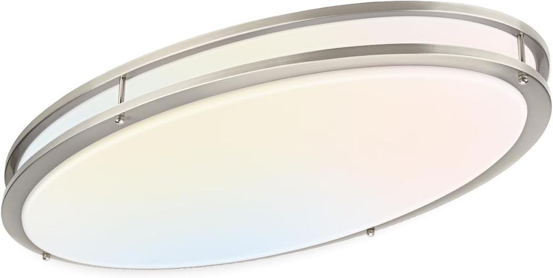 DAKASON 32In Oval LED Flush Mount Light for Kitchen/Living Room, 50W Large LED Ceiling Light Fixture, 3500K/4000K/5000K Adjustable, Dimmable for Dining Room/Bedroom (Brushed Nickel)