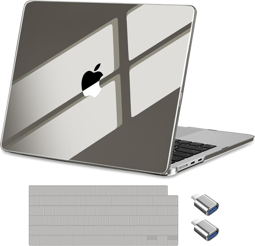 Batianda Premium Crystal Case for New MacBook Air 15 inch 2025 M4 2024 2023 Release Model A3241 /A3114 M3 Lightweight Durable Scratch-Resistant, Easy Install, with Keyboard Cover, Dark Gray