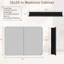 32x24 in Double Door Medicine Cabinet with Mirror, Matte Black