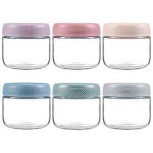 NETANY 6-pack 8oz Glass Jars with Airtight Lids, Overnight Oats Containers with Lids, Wide Mouth Mason Salad Jars, Glass Food Storage Containers for Snacks Yogurt Spice Sugar