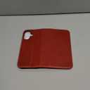 SHIELDON Case for iPhone 16 5G 2024, Genuine Leather Foldable Wallet Case Magnetic Closure Kickstand RFID Blocking Card Holder Shock-Absorbent Phone Cover Compatible with iPhone 16 6.1" - Retro Red