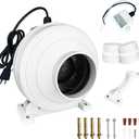 MIDCVFRUN Dryer Vent Booster Fan with Pressure Switch for Automatic Activation, 4" Inline Exhaust Fan 260CFM High Air Volume, Ultra-Quiet Anti-Clog Design Efficiently Reducing Drying Time