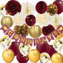 Graduation Decorations Maroon Gold 2026/Burgundy Gold Graduation Decorations Burgundy Balloons/Maroon Grad Congrats Banner/Burgundy Grad Party ASU Fsu