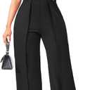 sexycherry Formal Jumpsuit for Women Dressy Elegant Long Straight Pants Jumpsuits for Party Club with Zipper (Black/Ruffle) XL