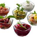 Vikko Mini Glass Bowls, Set of 6 Soy Sauce Dishes, Small 2.25 Ounce Dipping Sauce Cups, Dipping Bowls, Multi Purpose Small Glass Bowls for Dessert, Candy, Kitchen Prep, Dishwasher Safe