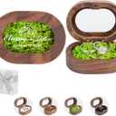 Wedding Ring Box Personalised - Oval Wooden Ring Holder Box with Clear Window,Gift Box,Travel Ring Jewelry Organizer,2 Slot Ring Box for Engagement Wedding Proposal (Green)