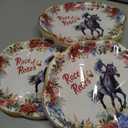 3 x Fancy Land Derby Day Oval Paper Plates Disposable Kentucky Horse Racing Platters Race of Roses Themed Tableware Dinnerware for Birthday Party Decorations 10 x 12 Inches 24Pcs