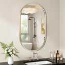 Gold Oval Mirror, 17x30 Inch Oval Bathroom Mirror, Gold Mirror for Wall Decor, Vanity, Entryway, Living Room, Horizontally/Vertically