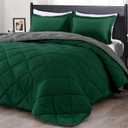 downluxe King Size Comforter Set - Dark Green and Grey King Comforter, Soft Bedding Sets for All Seasons -3 Pieces - 1 Comforter (104"x92") and 2 Pillow Shams(20"x36")