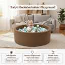 Foam Ball Pit - 36.5" x 13.2" Ball Pit for Toddlers,Round Soft Playpen with 100% Cotton Cover & High-Resilience Memory Foam,Machine Washable,Indoor Outdoor (Brown,Not Includes Balls)