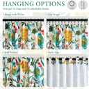 Topfinel Sage Green Whimsical Floral Curtains 96 Inches Long for Sliding Glass Door Butterfly Bird of Paradise Soft Textured Drapes Hooks Rings for Large Blackout Window Sliding Door, 2 Panels, 52"W x 96"L