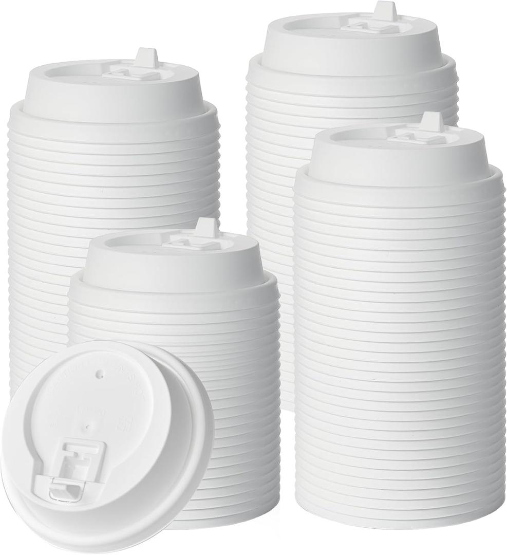 JOLLY CHEF 500 Pack Disposable Coffee Cup Lids, 3.6'' White Plastic Lids for 10, 12, 16, 20 oz Paper Cups (90 mm)