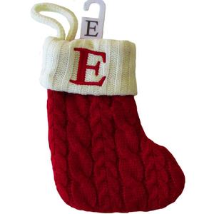 St. Nicholas Knit Monogram Fabric Christmas Stocking (E)