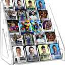 5 & 7 Tier Trading Card Display Stand, 12" Clear Acrylic Card Stands for Display, versatile Card Stands for Sports Cards, Graded & Greeting Cards, Postcards, Vendor Stickers, with Snap-On Assembly (Tall 5 Tier)