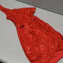 Kaei&Shi Sequin Cocktail Dress,One Shoulder Tie Front Sparkly Mini Dresses Women,Sexy Holiday Party Outfit Homecoming Nye (Medium, Red)