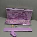 Wireless Keyboard and Mouse Combo-Round Keycaps, Full-Size Retro Typewriter Keyboard with Detachable Wrist Rest, Sleep Mode & Tilt Legs, 2.4GHz Cordless Connection for Mac/Windows/PC (Lavender Purple)