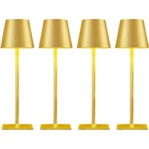 4 Pack Gold Led Cordless Table Lamps-Rechargeable Lamp Set of 4,Tabletop Lighting Outdoor Table Top Light for Restaurant Tables | Dinner | Kitchen Counter Top | Bulk of 4 Wirelss Lamps,Multi-Pack