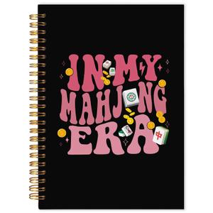 Trendy Pink Mahjong Notebook, Mah Jong Lover Gifts for Women Journal, Gifts for Mah Jong Players, in My Mahjong Era Hardcover Spiral Notebook 5.5x8.3 Inch